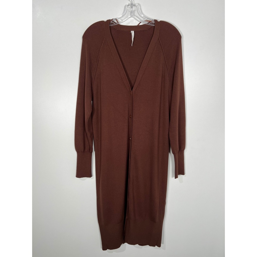 Paper Label Brown Solid Knit Duster Cardigan Sweater Minimalist Fall Dress XS